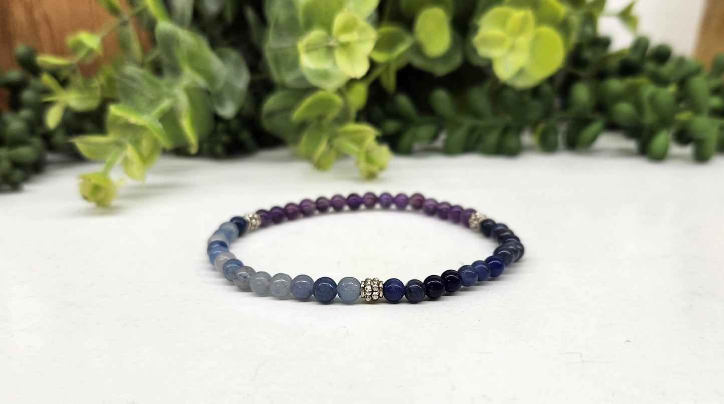 ANXIETY RELIEF-Blue Aventurine/Sodalite/Amethyst Bracelet4MM