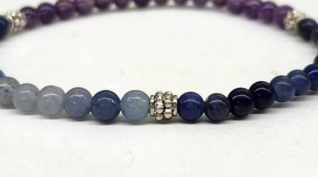 ANXIETY RELIEF-Blue Aventurine/Sodalite/Amethyst Bracelet4MM