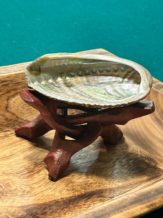 Abalone Smudge Bowl with Stand 4"