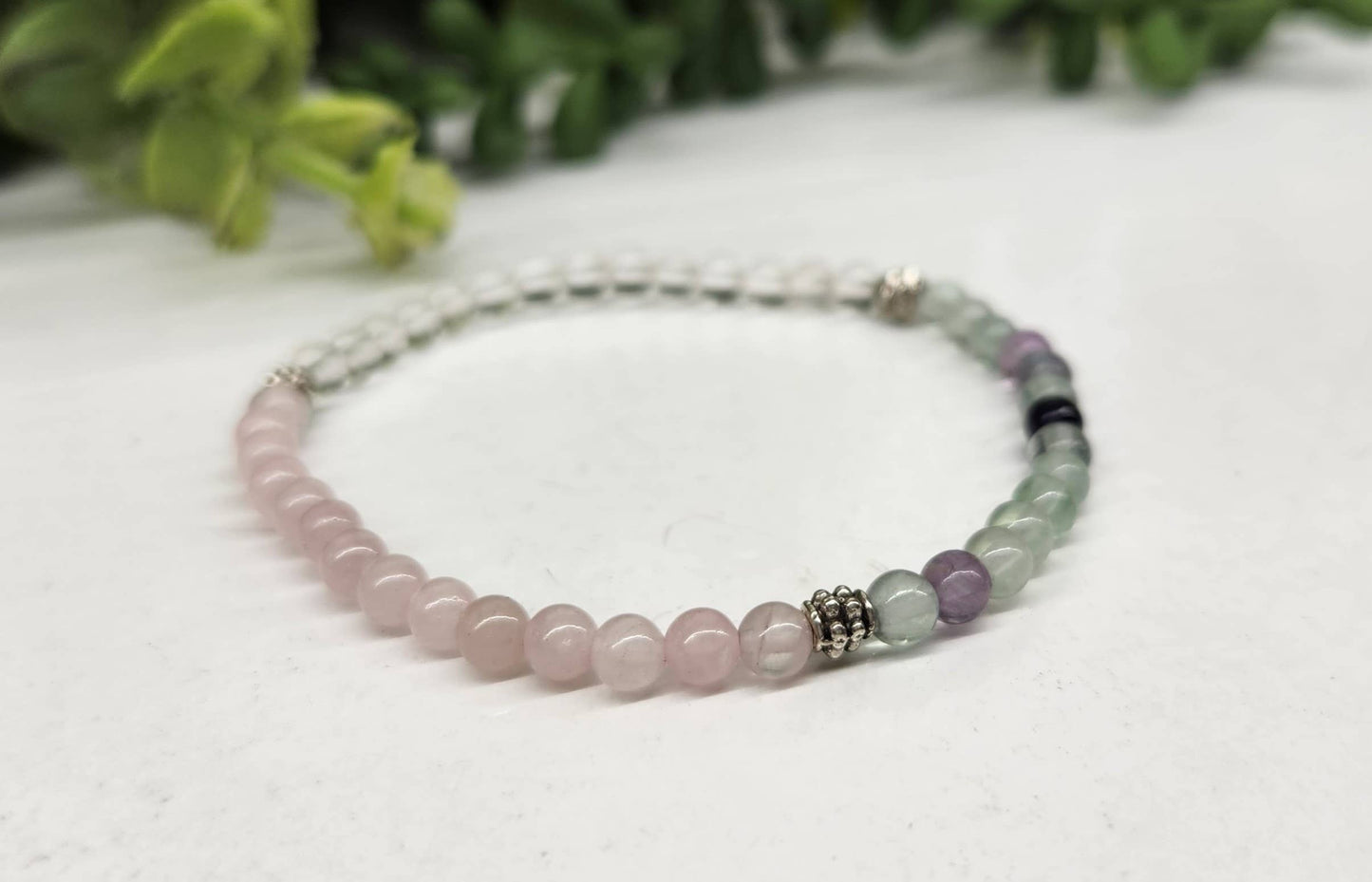 INNER PEACE - Clear Quartz/Rainbow Fluorite/Rose Quartz-4MM