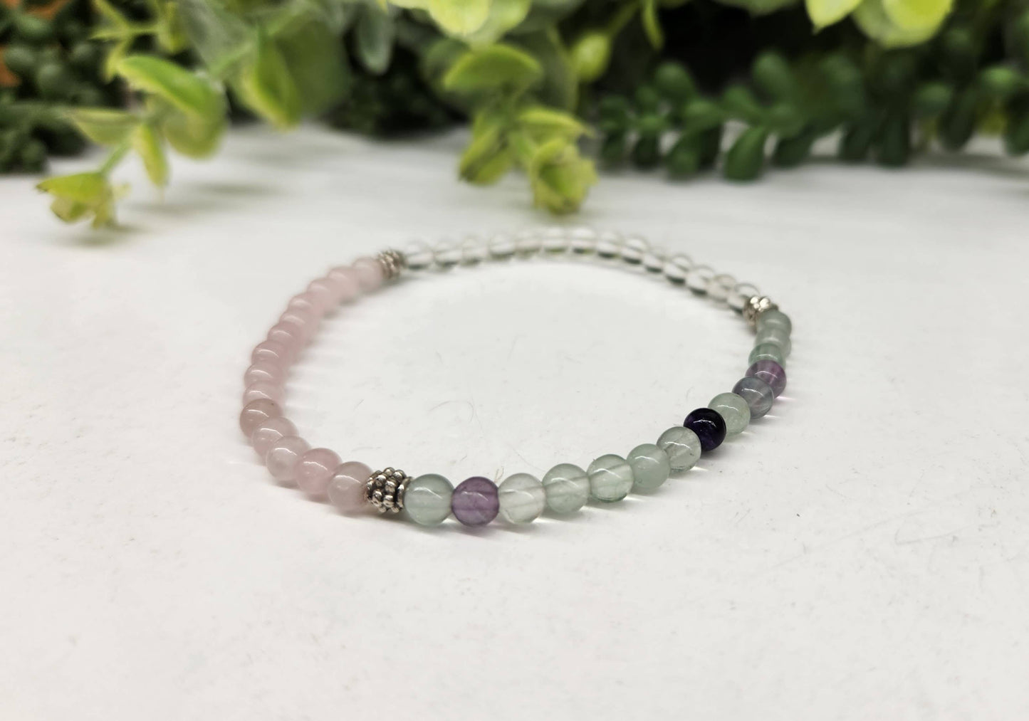 INNER PEACE - Clear Quartz/Rainbow Fluorite/Rose Quartz-4MM