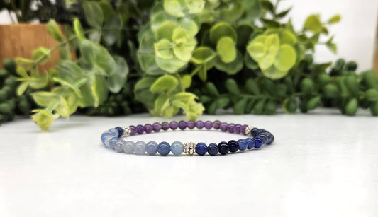 ANXIETY RELIEF-Blue Aventurine/Sodalite/Amethyst Bracelet4MM