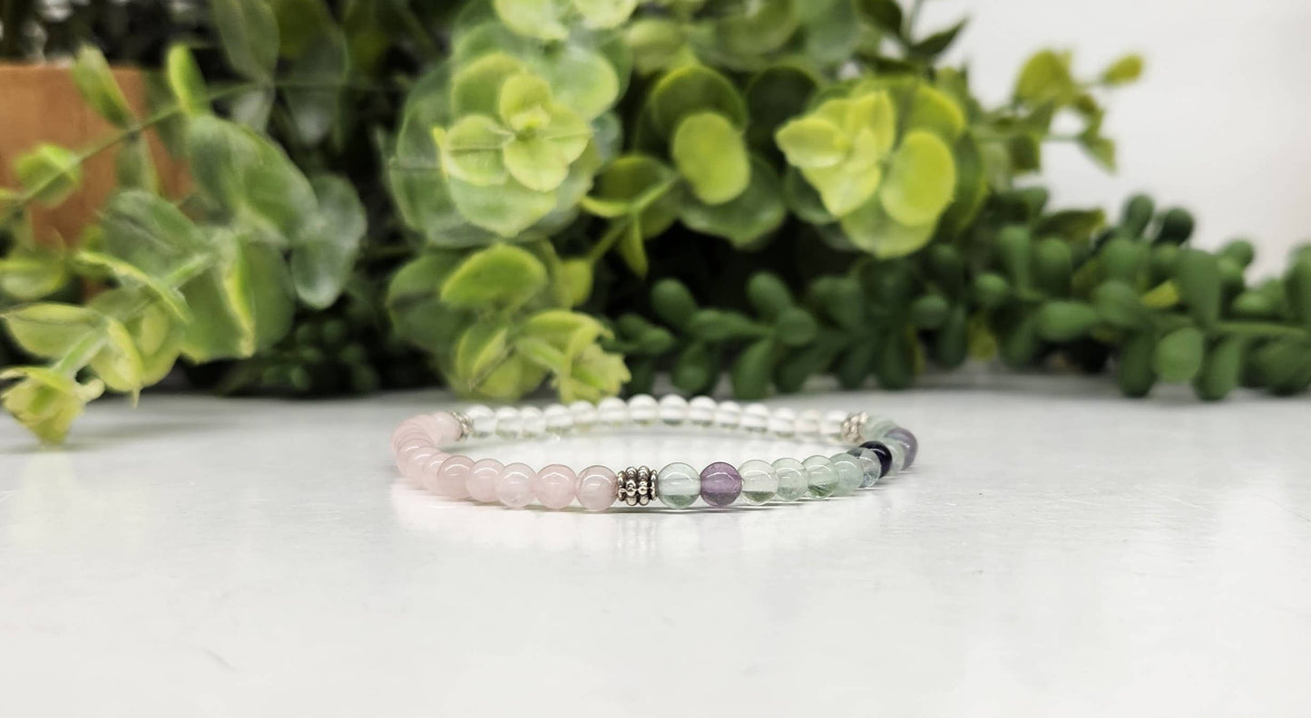 INNER PEACE - Clear Quartz/Rainbow Fluorite/Rose Quartz-4MM